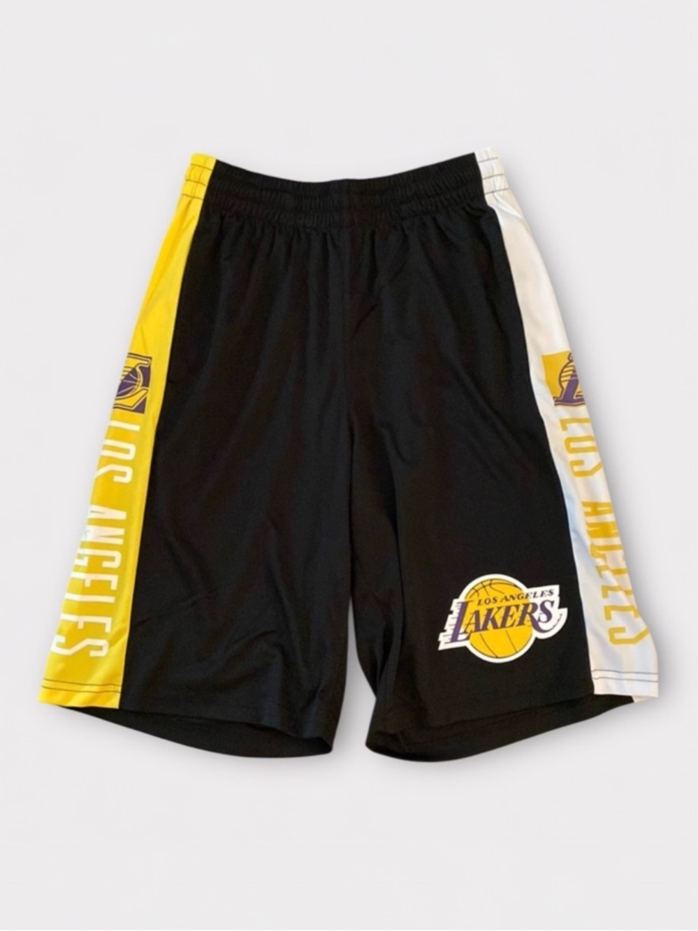 NBA ULTRA GAME LA Lakers Shorts Mens M Black Gold Athletic Basketball Logo